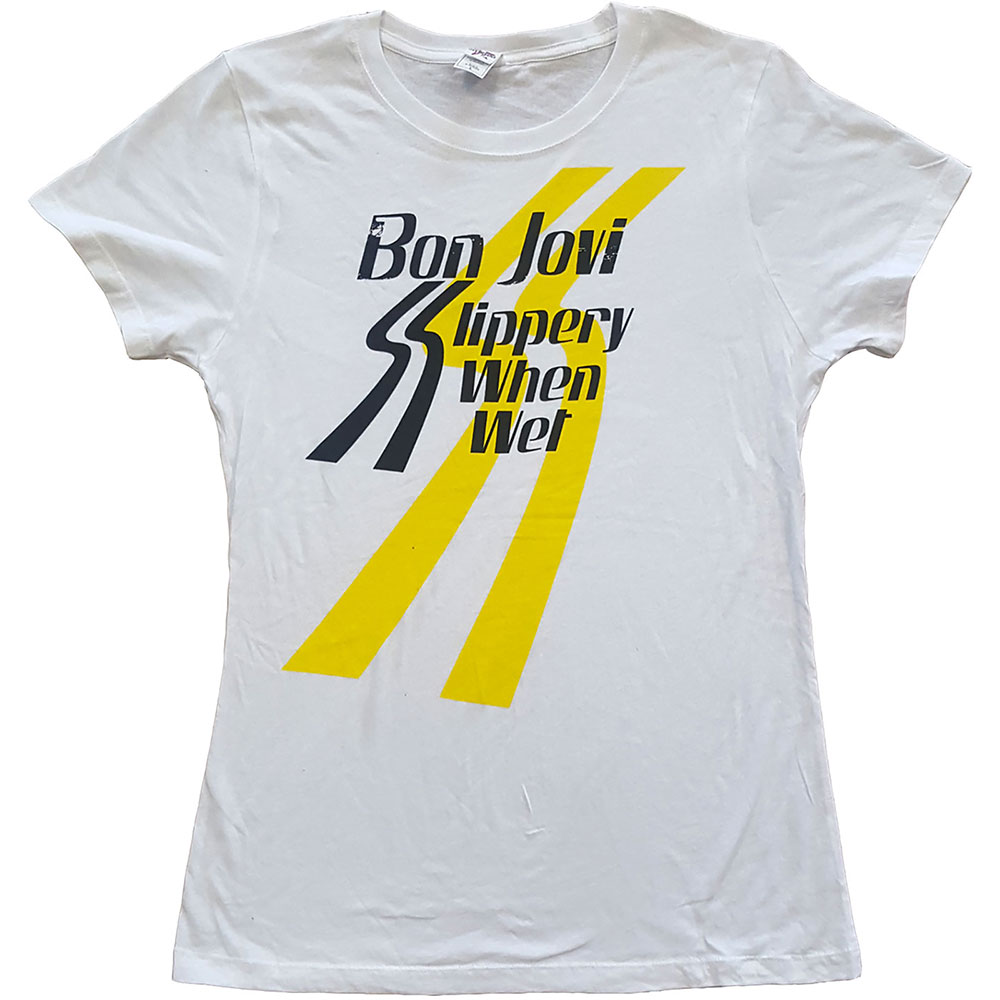 Bon Jovi tričko Slippery When Wet Biela S