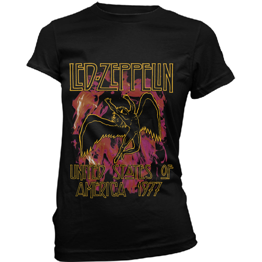Led Zeppelin tričko Black Flames Čierna XL