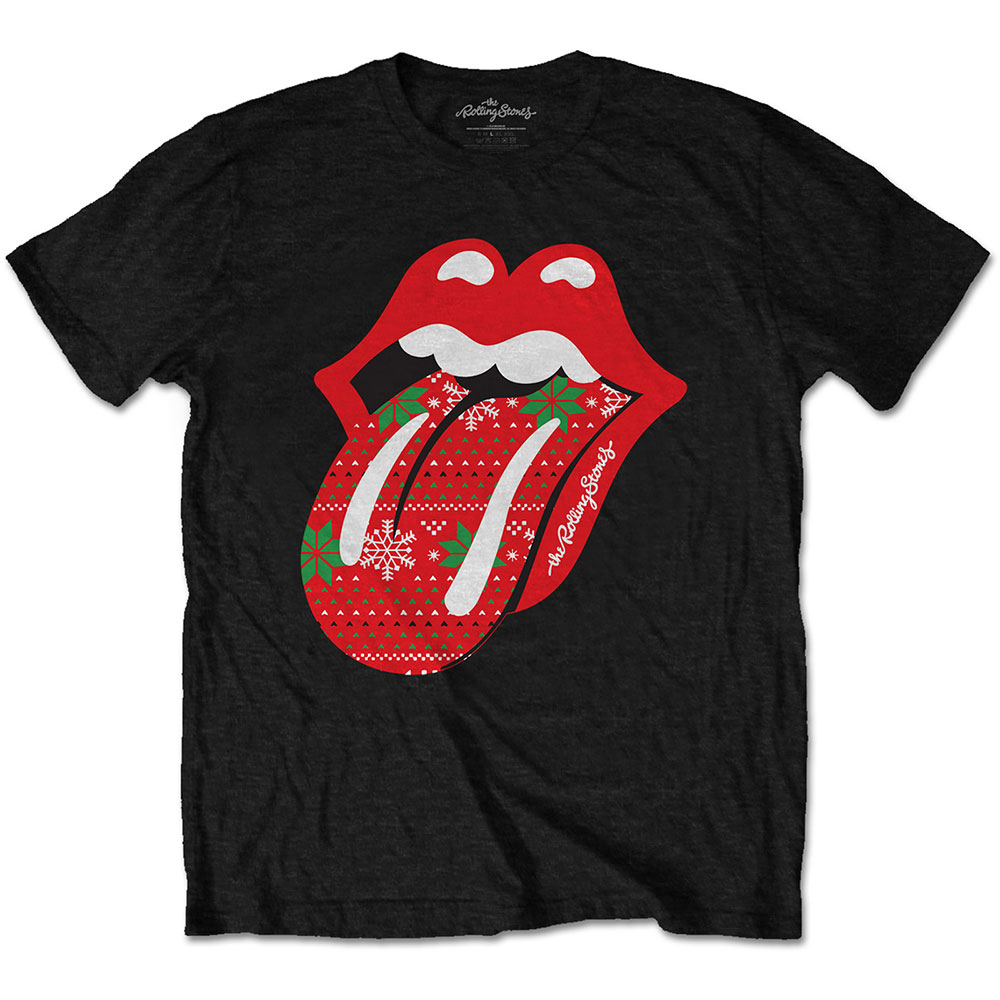 The Rolling Stones tričko Christmas Tongue Čierna S