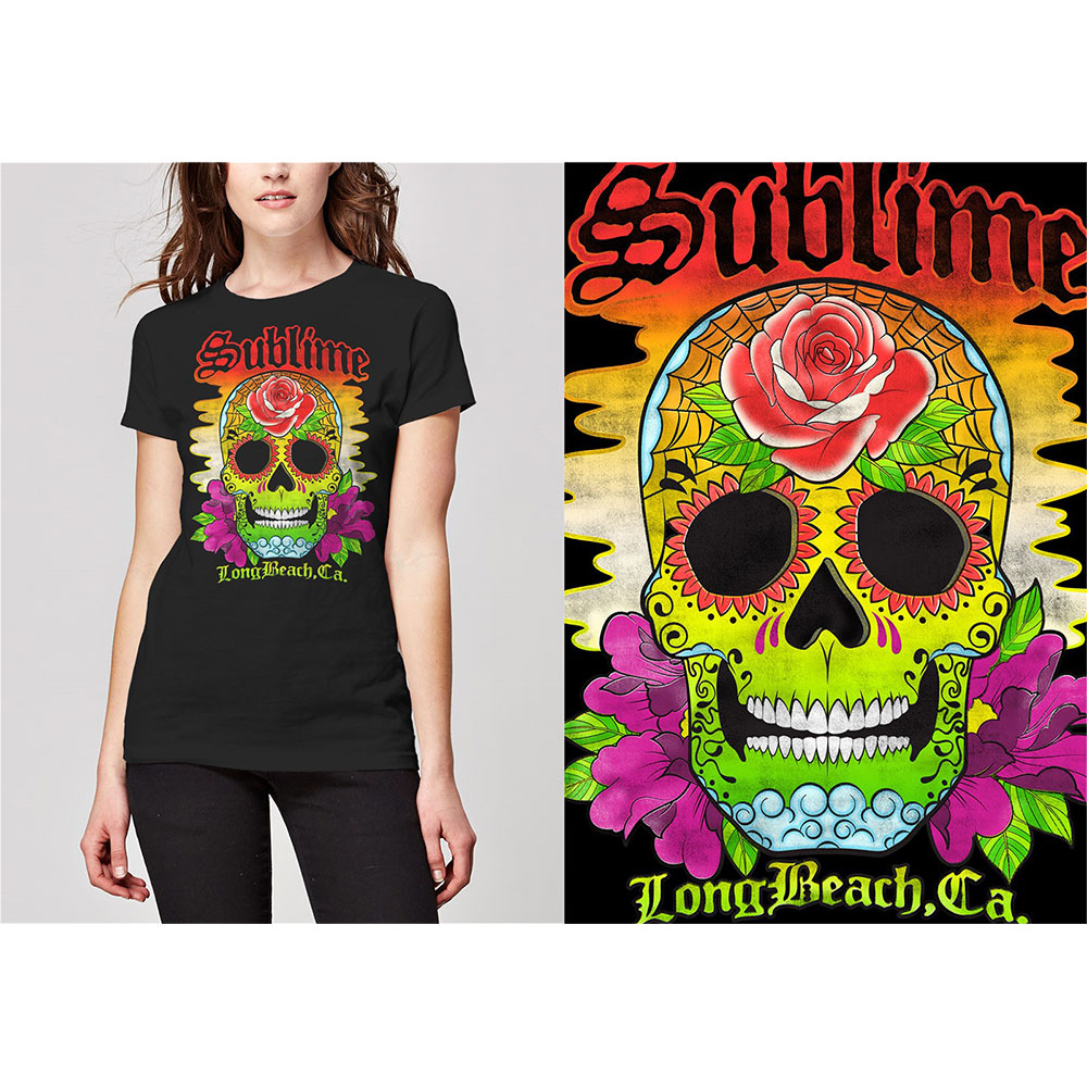 Sublime tričko Colour Skull Čierna XXL