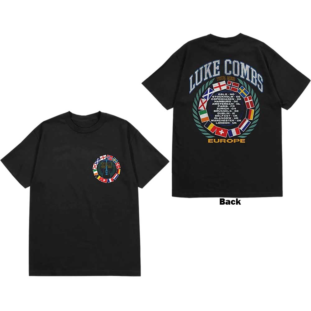 Luke Combs tričko Tour \'23 Flag Čierna L
