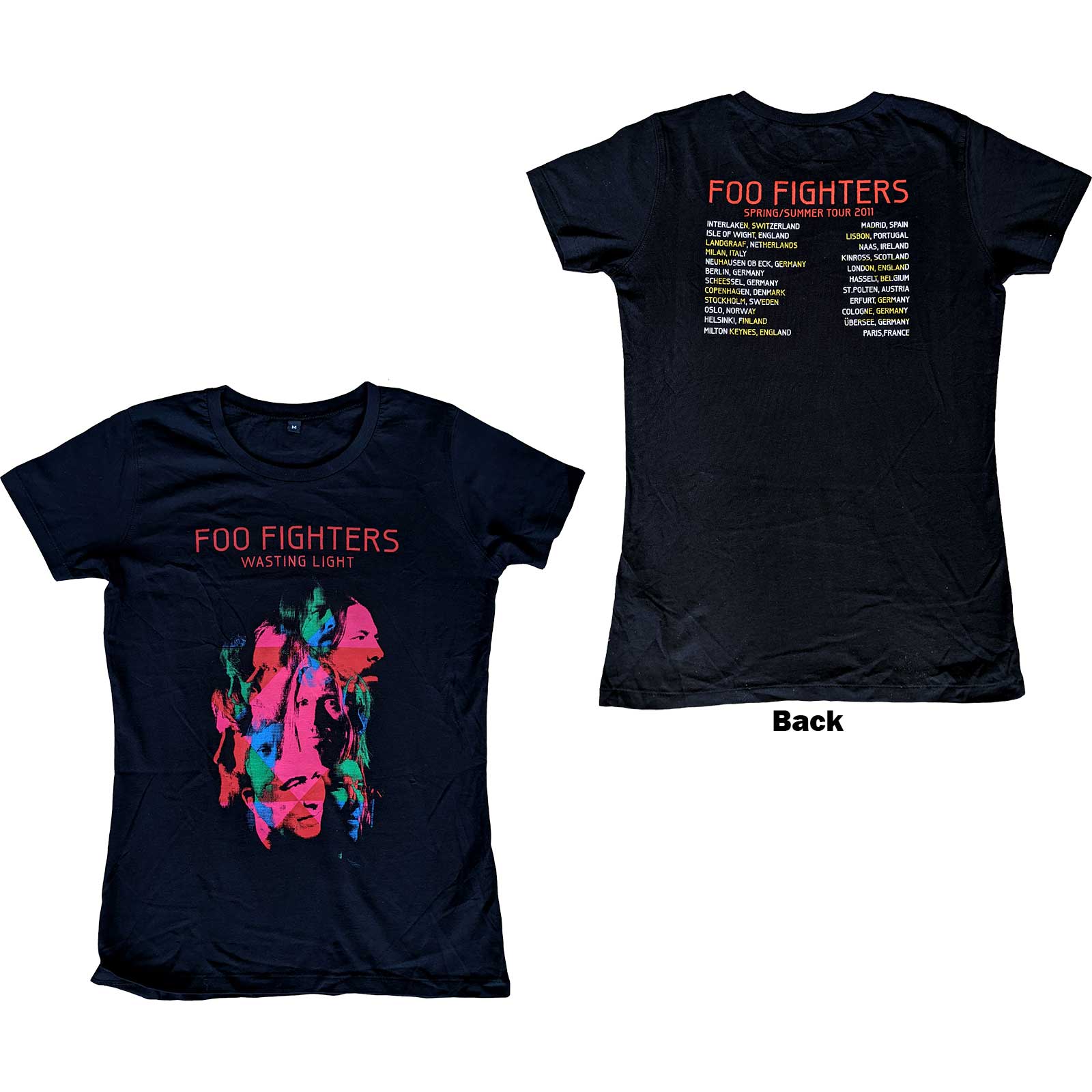 Foo Fighters tričko Wasting Light 2011 European Tour Čierna S