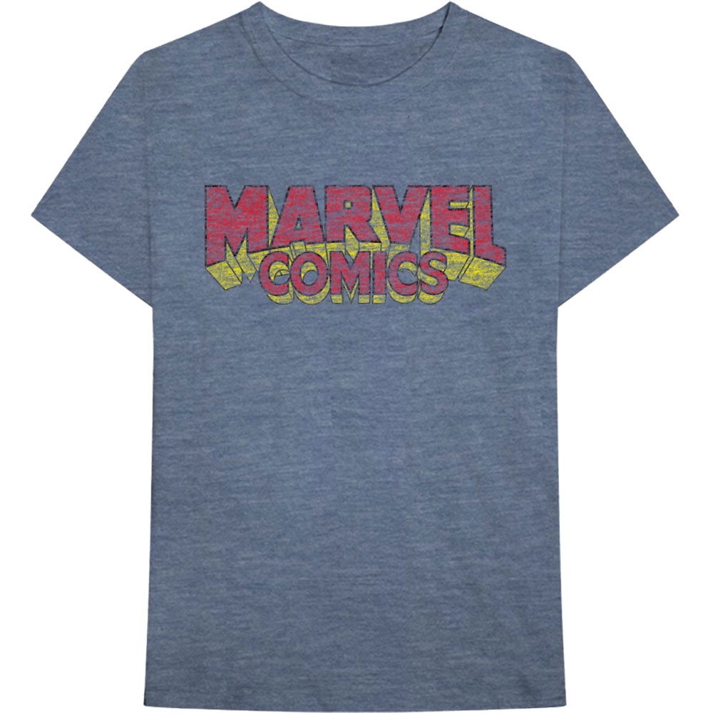 Marvel tričko Distressed Logo Modrá M