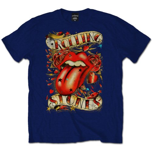 The Rolling Stones tričko Tongue & Stars Modrá XXL