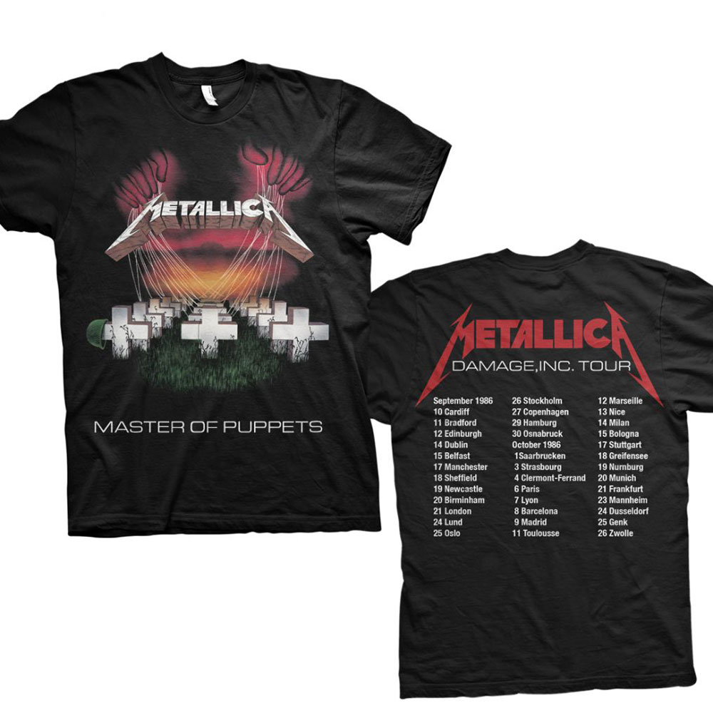 Metallica tričko Master of Puppets European Tour \'86. Čierna XXL