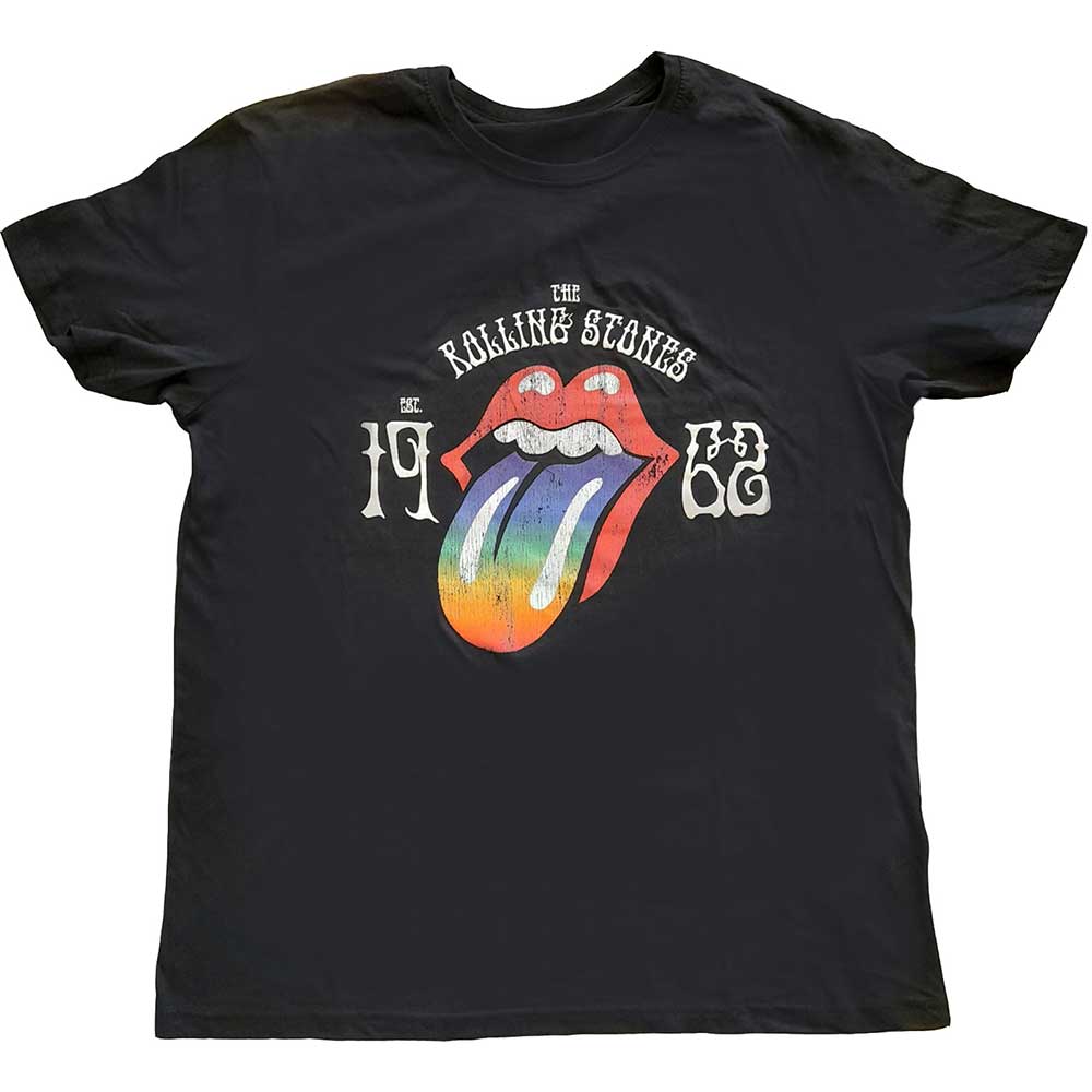 The Rolling Stones tričko Sixty Rainbow Tongue \'62 Čierna XXL