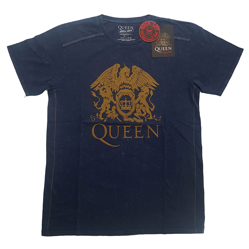 Queen tričko Classic Crest Modrá S