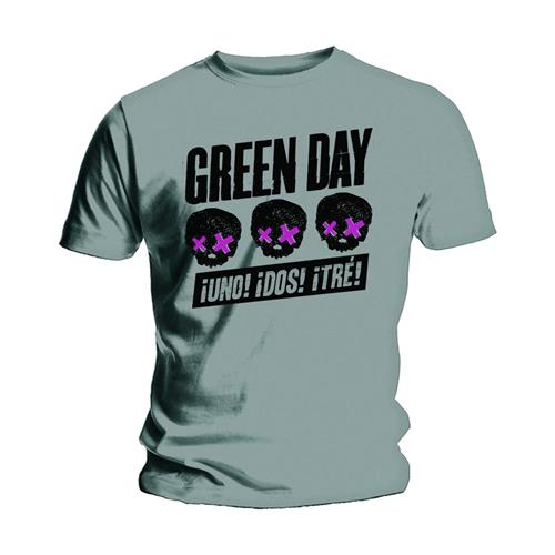 Green Day tričko Three Heads Better Than One Šedá M