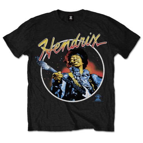 Jimi Hendrix tričko Script Circle Čierna XXL