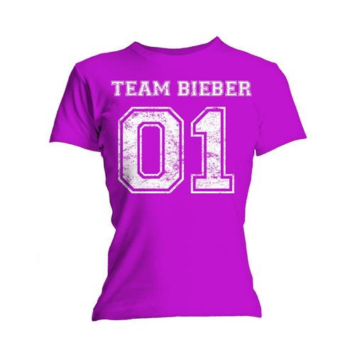 Justin Bieber tričko Team Bieber Ružová S