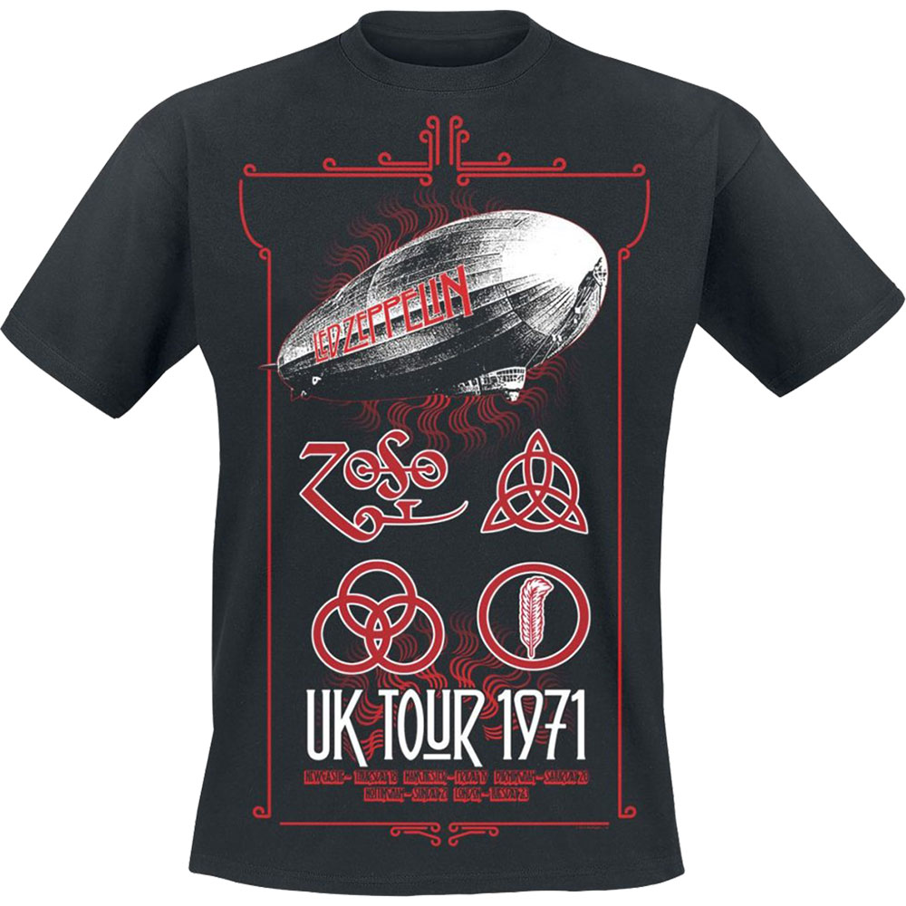 Led Zeppelin tričko UK Tour \'71. Čierna XL