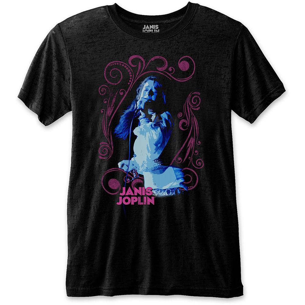 Janis Joplin tričko Floral Frame Čierna L