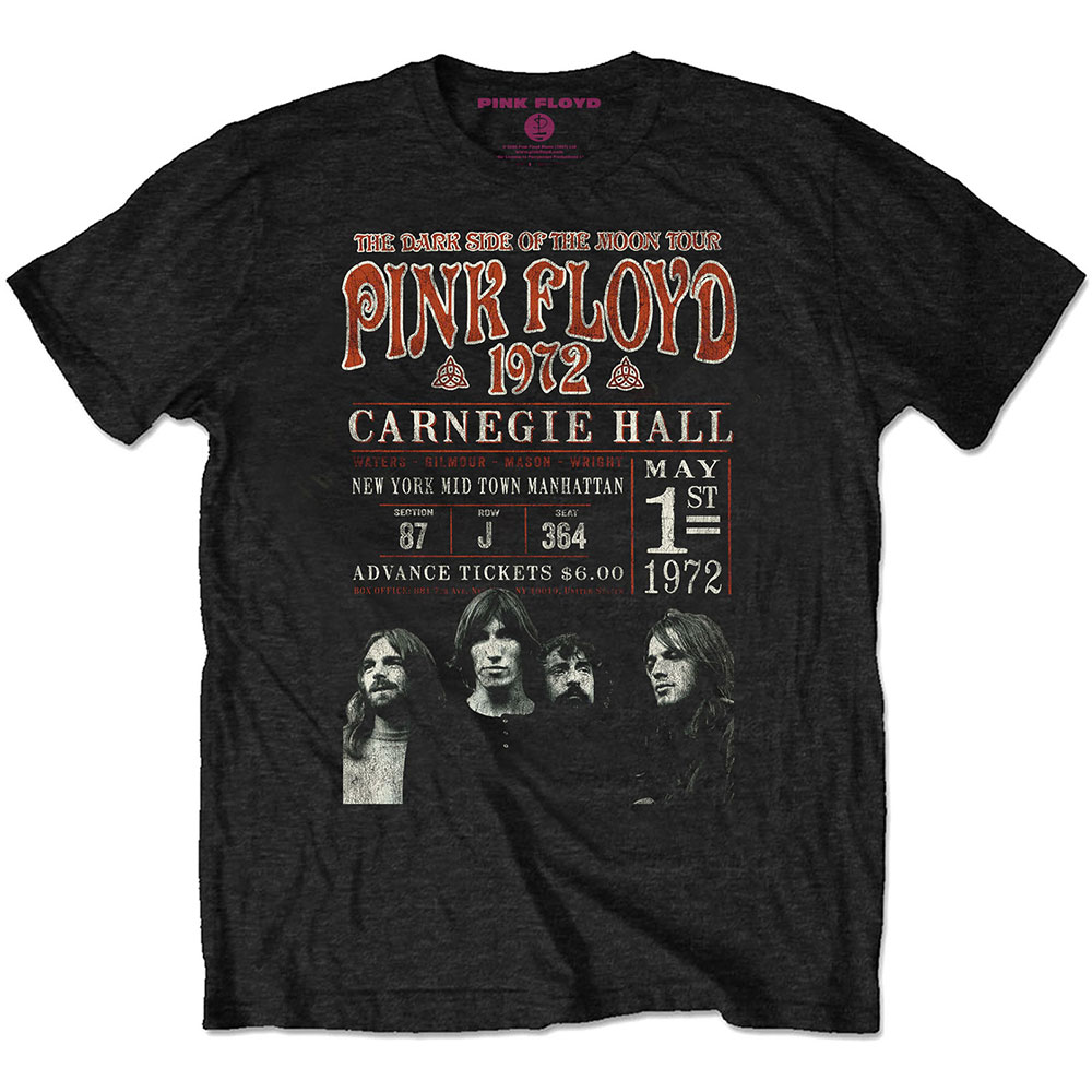 Pink Floyd tričko Carnegie \'72 Čierna S