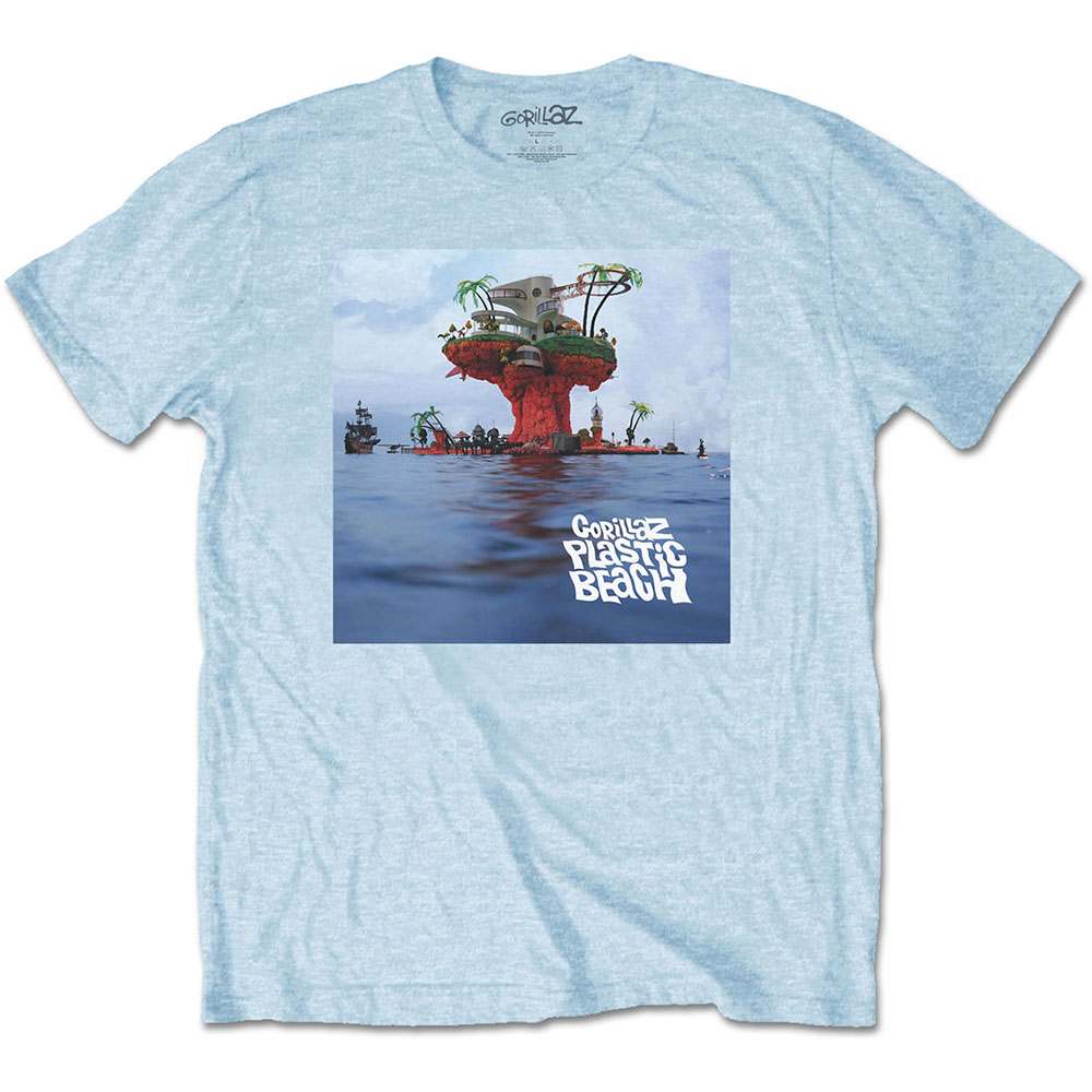 Gorillaz tričko Plastic Beach Modrá L