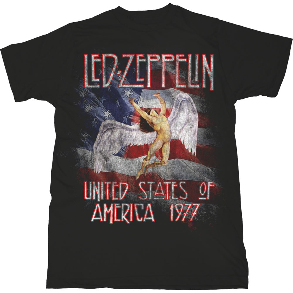 Led Zeppelin tričko Stars N\' Stripes USA \'77. Čierna XXL
