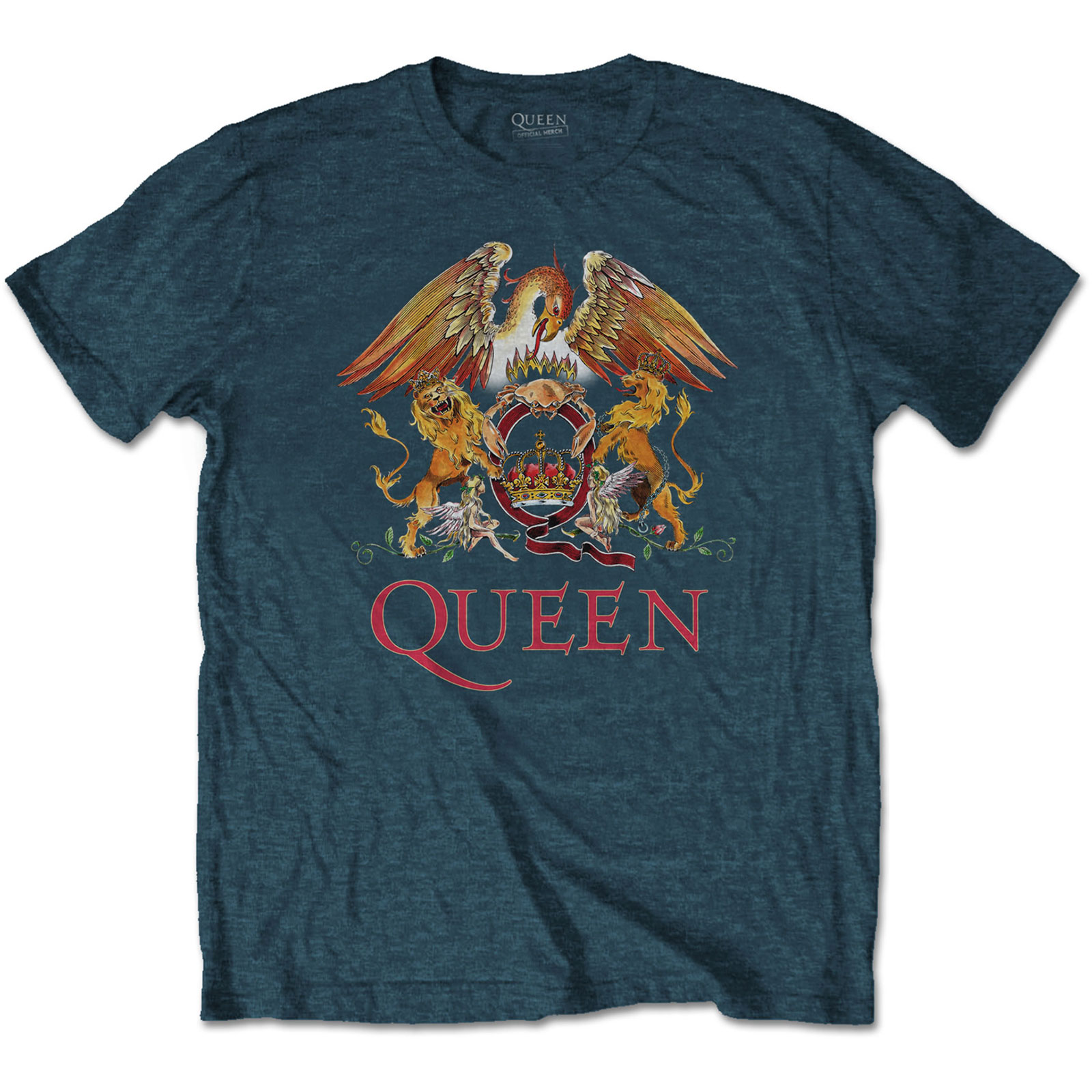 Queen tričko Classic Crest Modrá XL