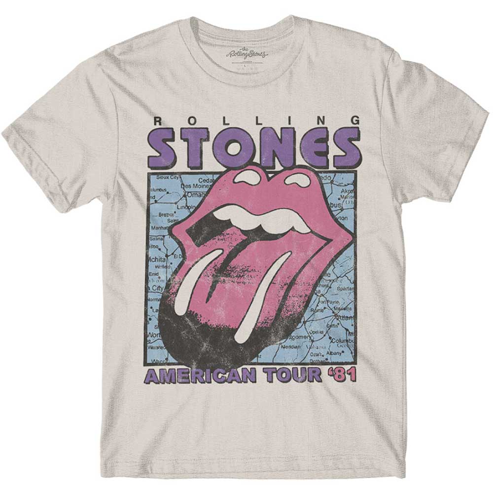 The Rolling Stones tričko American Tour Map Natural S
