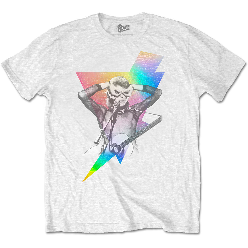 David Bowie tričko Holographic Bolt Biela XXL
