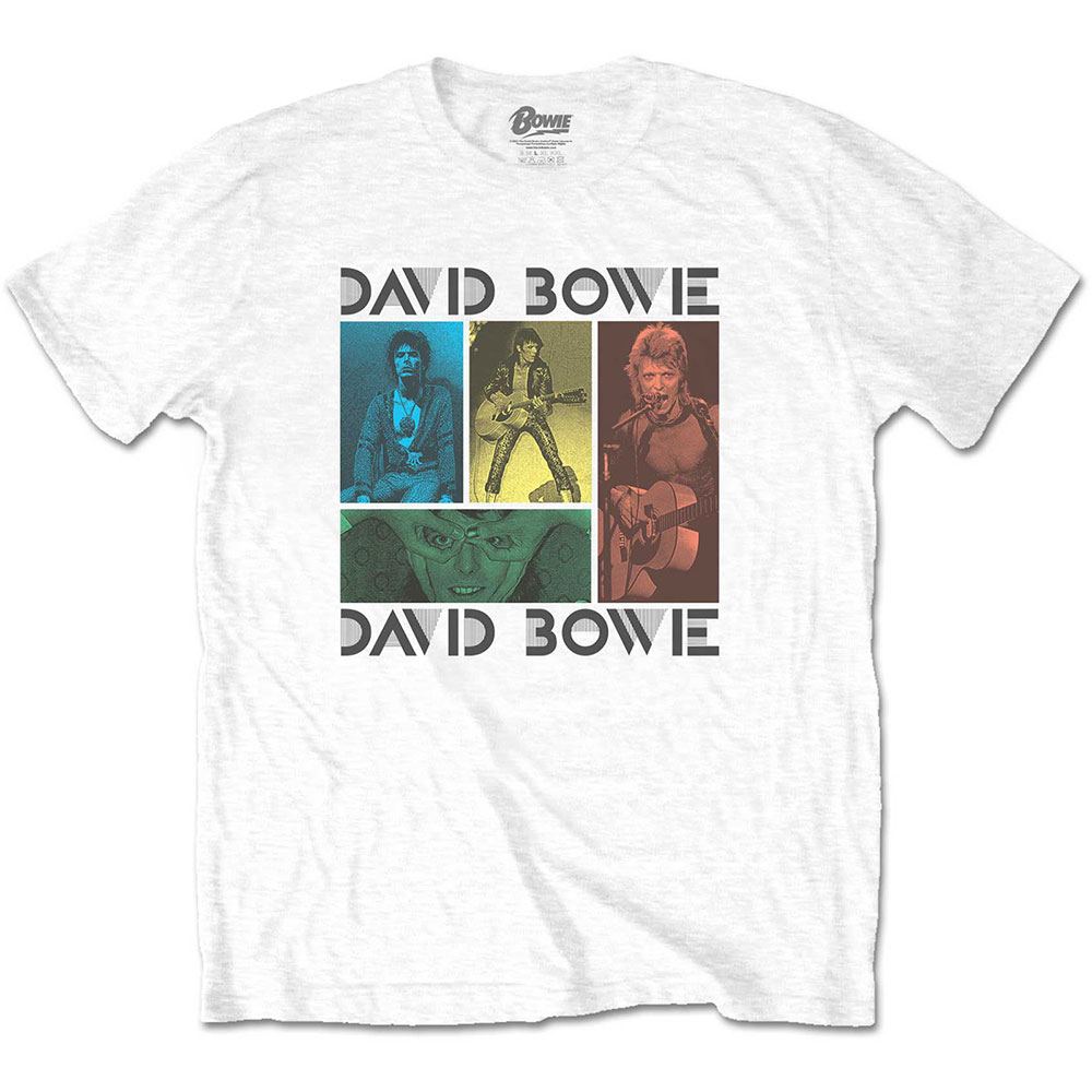 David Bowie tričko Mick Rock Photo Collage Biela L