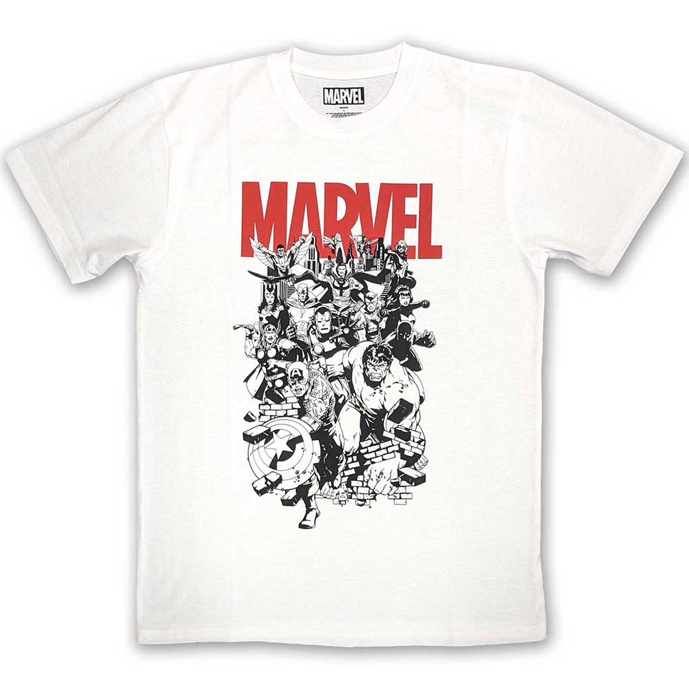 Marvel tričko Black & White Characters Biela L