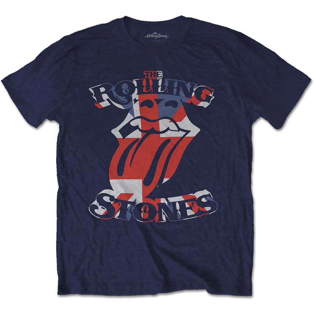 The Rolling Stones tričko British Flag Tongue Modrá M