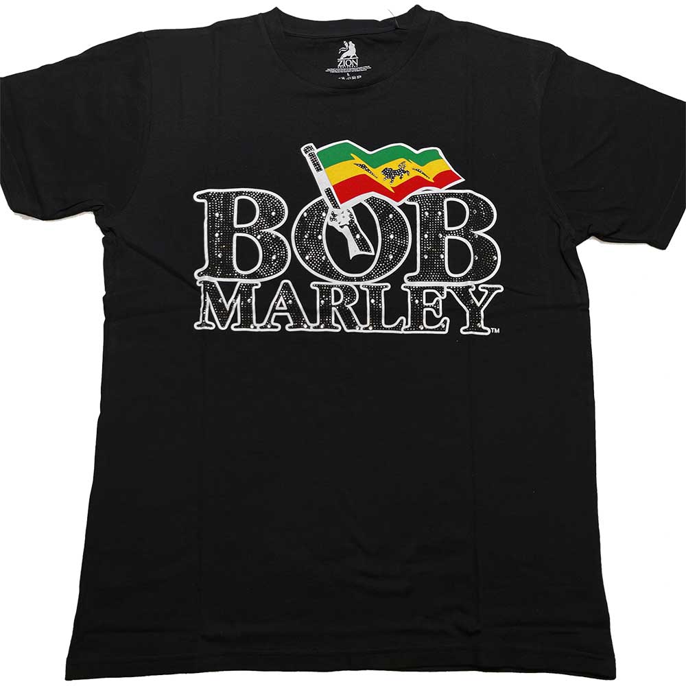 Bob Marley tričko Flag Logo Čierna L
