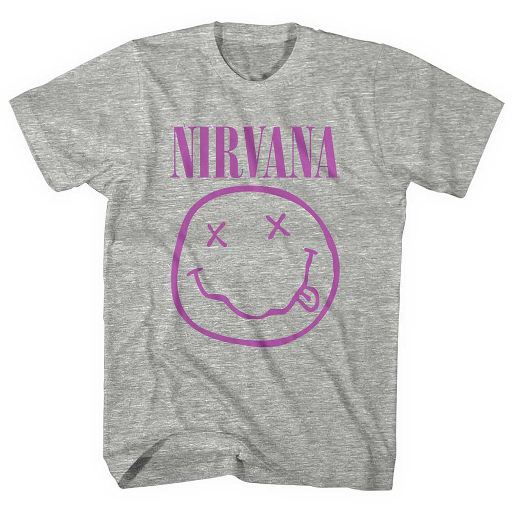 Nirvana tričko Purple Smiley Šedá L