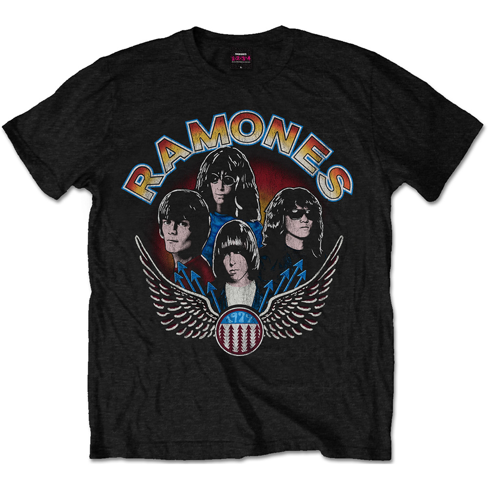 Ramones tričko Vintage Wings Photo Čierna XL