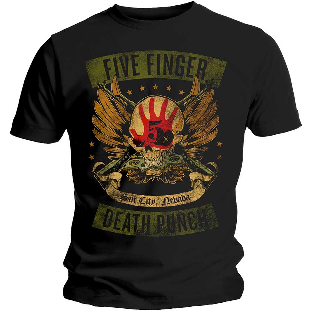 Five Finger Death Punch tričko Locked & Loaded Čierna L