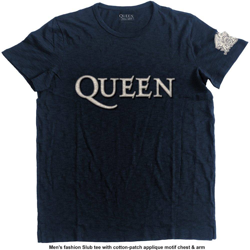 Queen tričko Logo & Crest Modrá XL