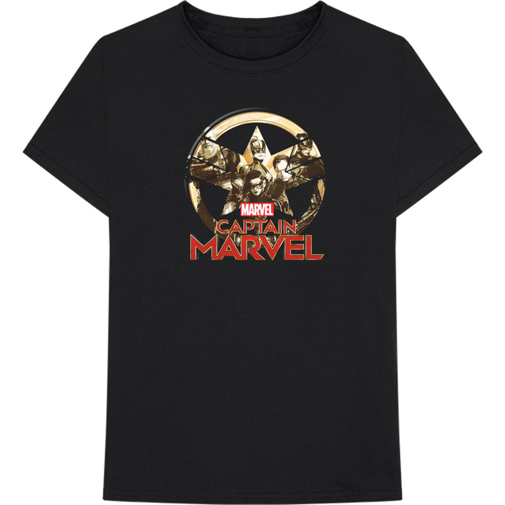 Marvel tričko Captain Marvel Star Logo Čierna XXL