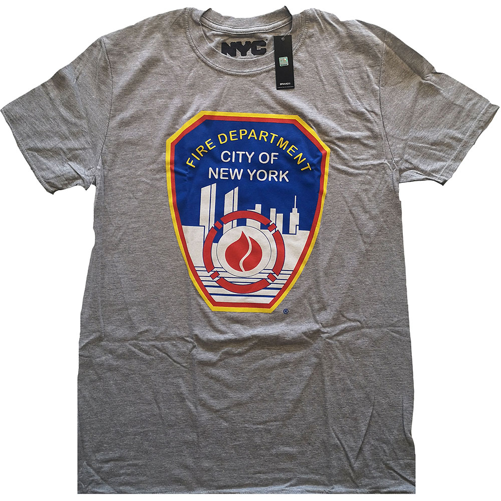New York City tričko Fire Dept. Badge Šedá XL