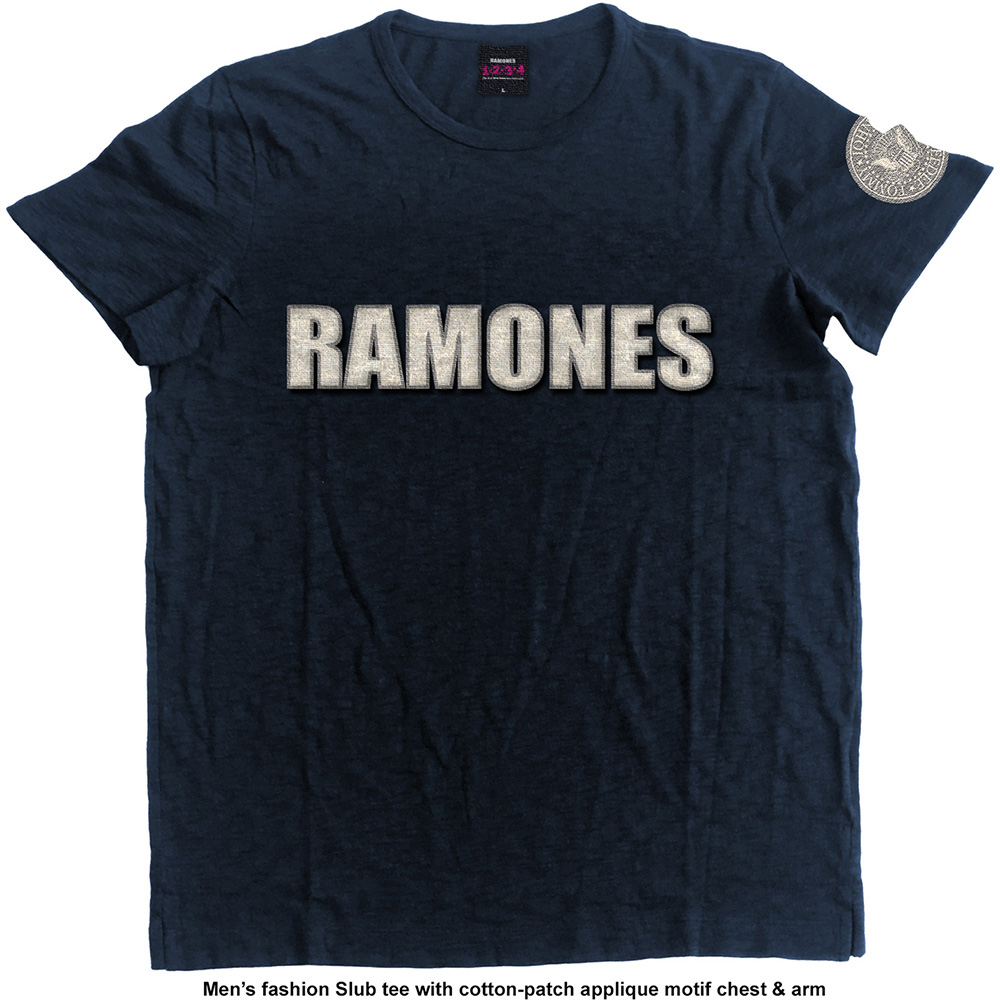 Ramones tričko Logo & Presidential Seal Modrá S