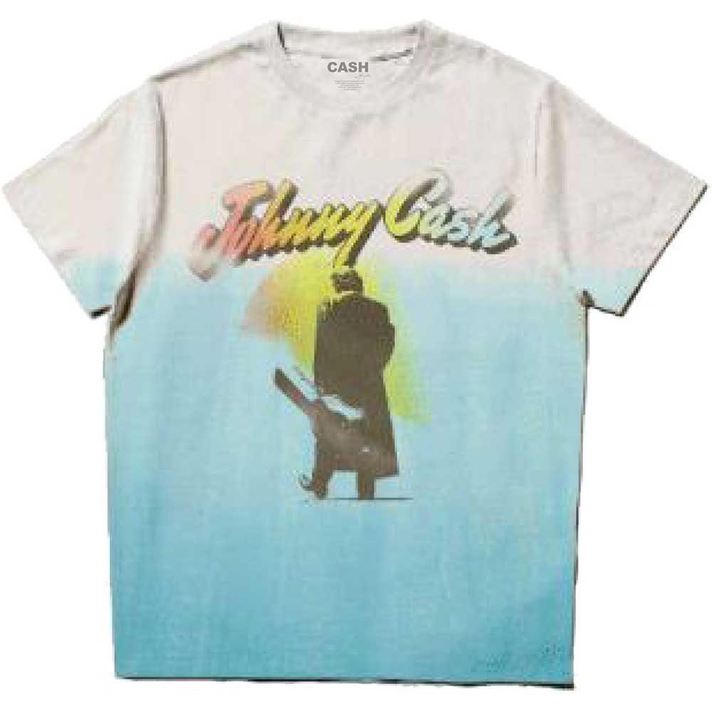 Johnny Cash tričko Walking Guitar Modrá XXL