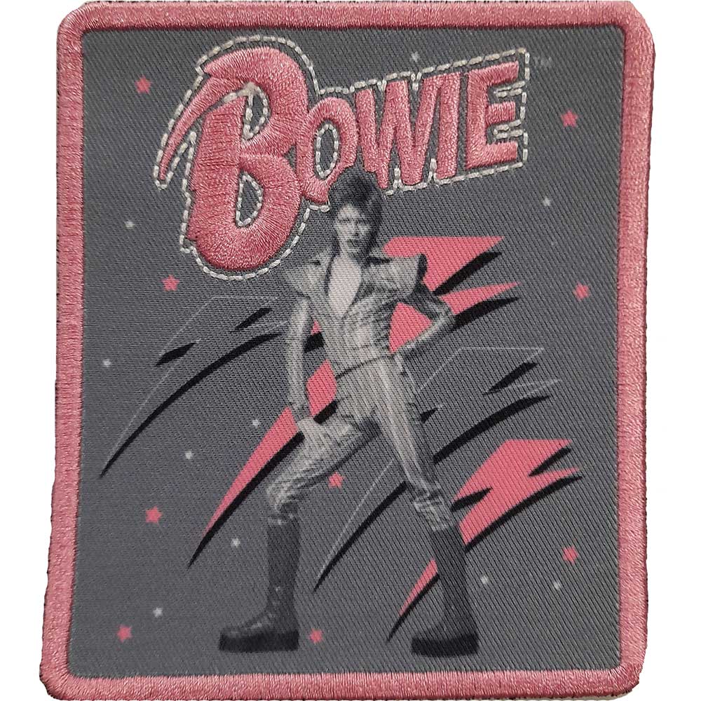 David Bowie Pink Flash Woven Logo