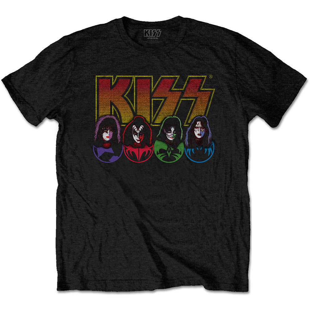 Kiss tričko Logo, Faces & Icons Čierna XXL