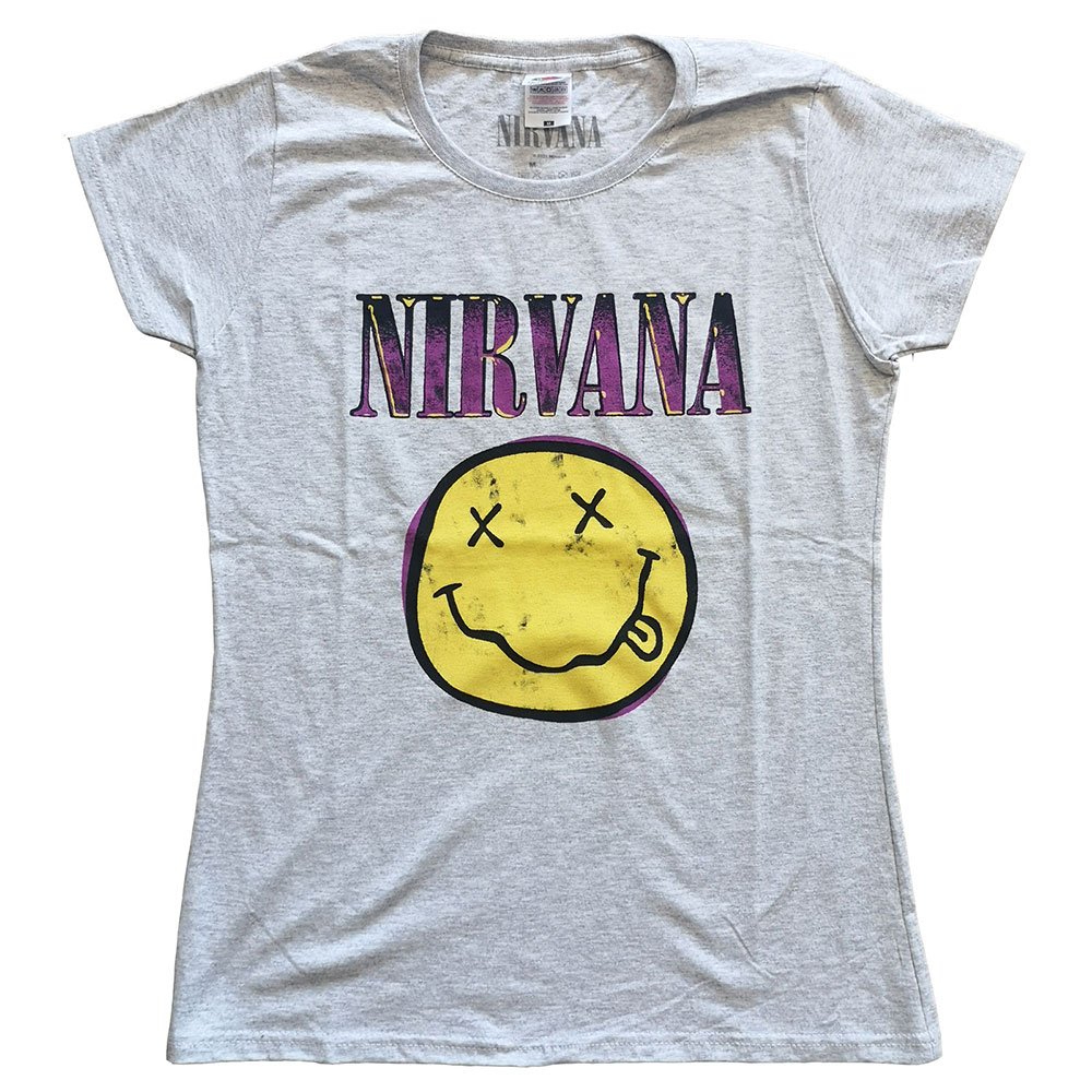 Nirvana tričko Xerox Smiley Pink Šedá S