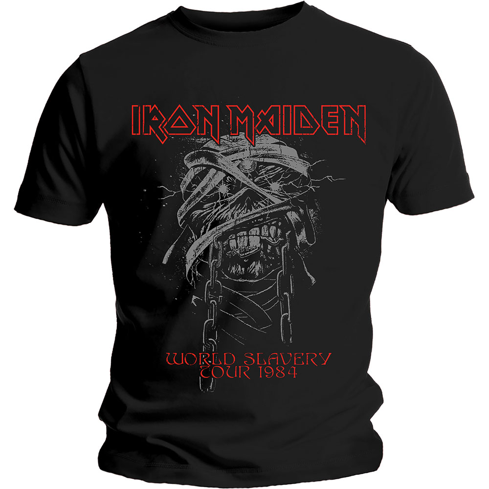 Iron Maiden tričko World Slavery 1984 Tour Čierna XXL