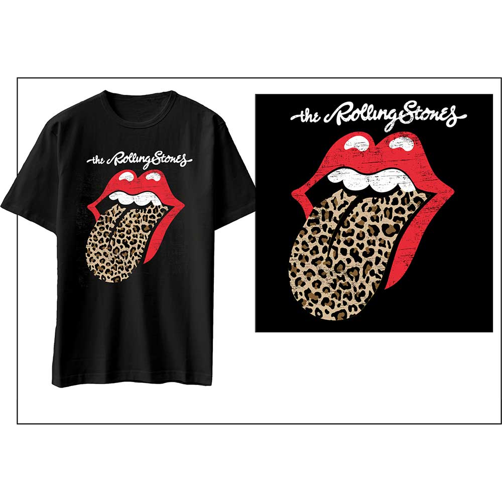 The Rolling Stones tričko Leopard Print Tongue Čierna L