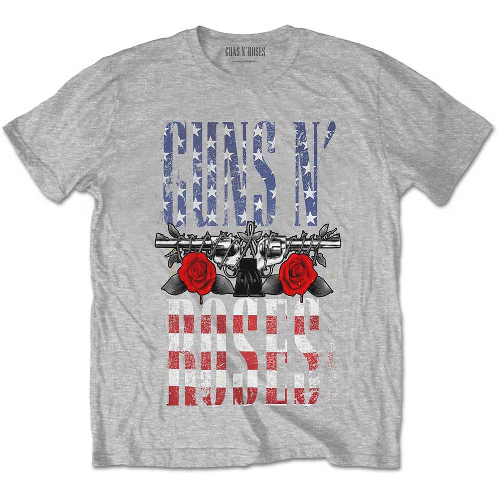 Guns N’ Roses tričko US Flag in Logo Šedá L