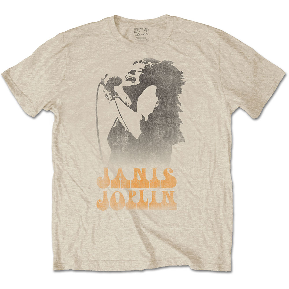 Janis Joplin tričko Working The Mic Natural M