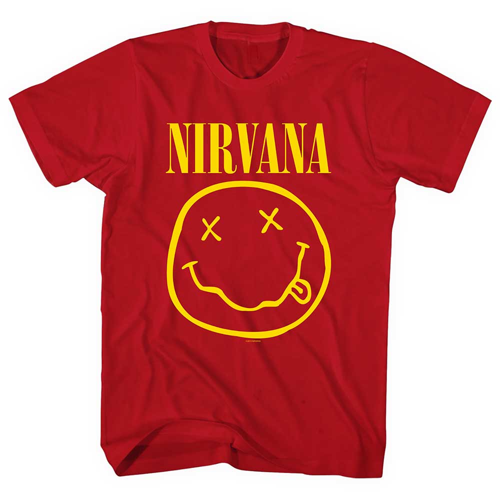 Nirvana tričko Yellow Smiley Červená M