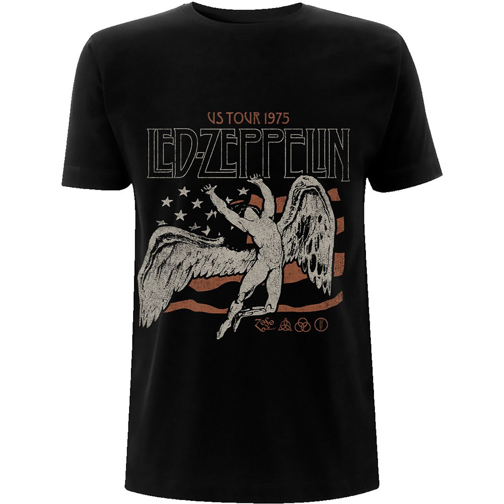 Led Zeppelin tričko US 1975 Tour Flag Čierna M