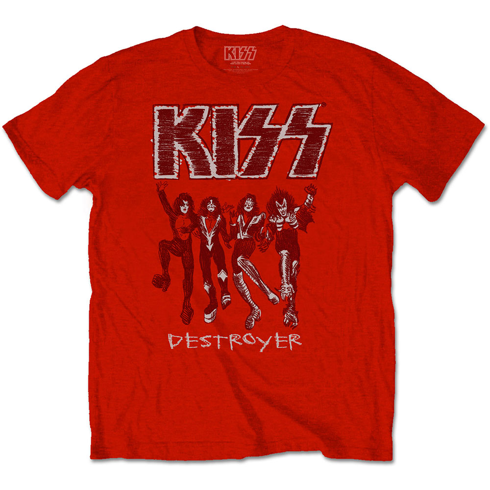 Kiss tričko Destroyer Sketch Červená XL