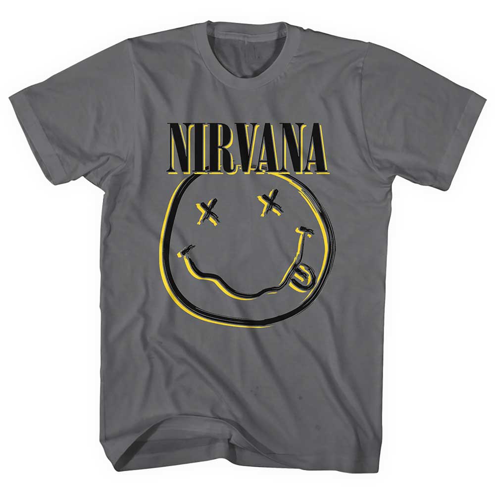 Nirvana tričko Inverse Smiley Šedá XXL