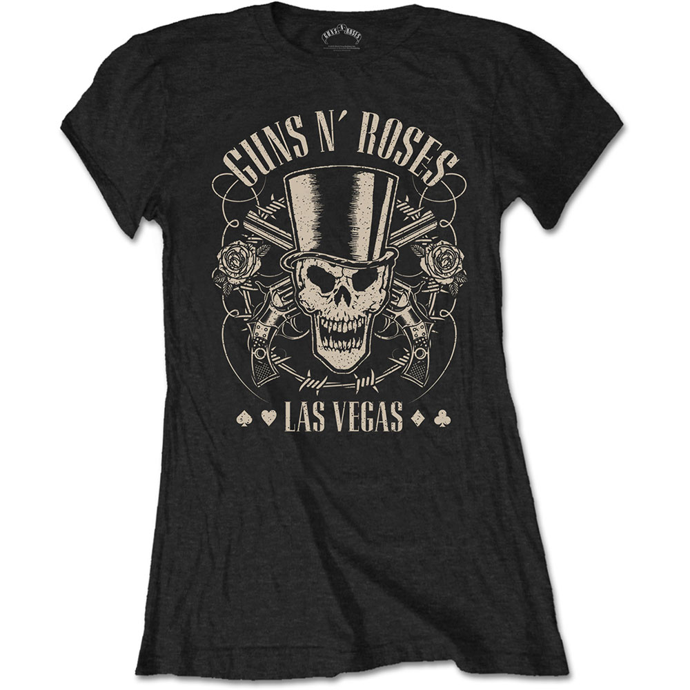 Guns N’ Roses tričko Top Hat, Skull & Pistols Las Vegas Čierna XXL