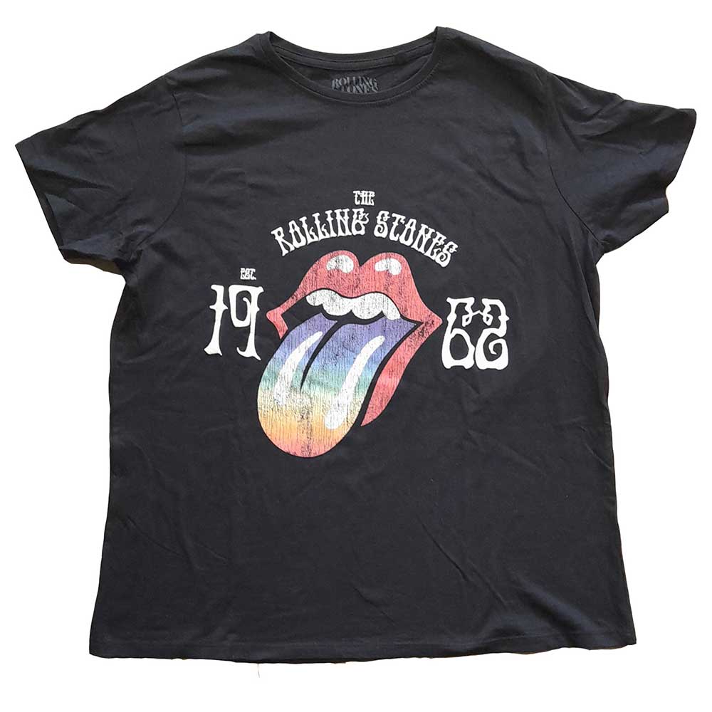 The Rolling Stones tričko Sixty Rainbow Tongue \'62 Čierna 3XL