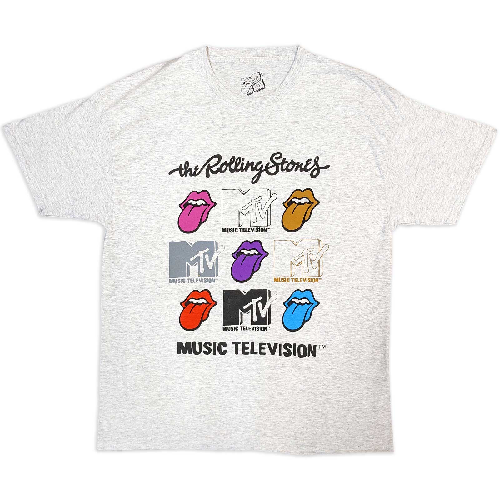 MTV tričko Rolling Stones Logo Grids Šedá L