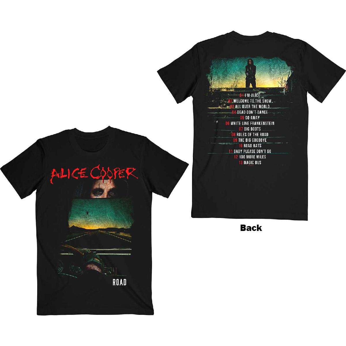 Alice Cooper tričko Road Cover Tracklist Čierna S