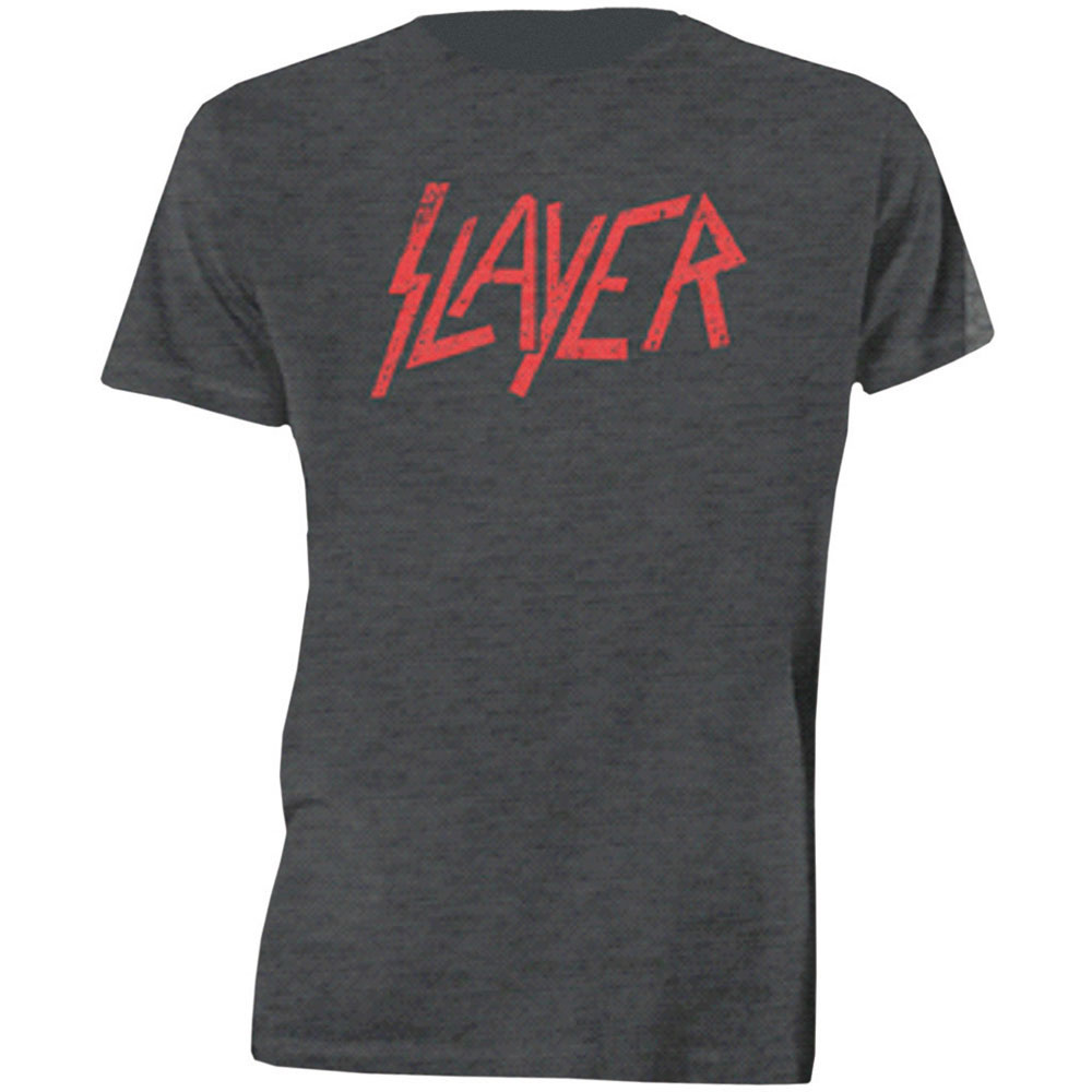 Slayer tričko Distressed Logo Šedá XXL